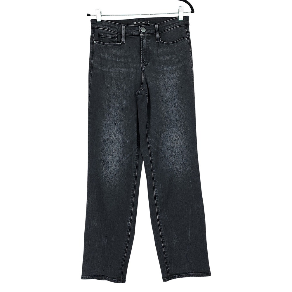 Athleta Sculptek Slim Jeans 6T Women Black Carbon Wash Tall Stretch Faded Preppy